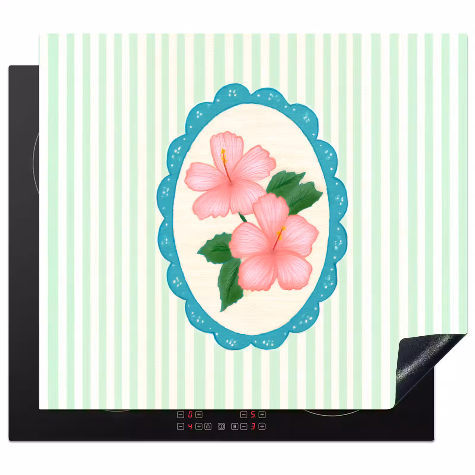 Herdabdeckplatte - Blumen - Oval - Streifen - Grün — 1