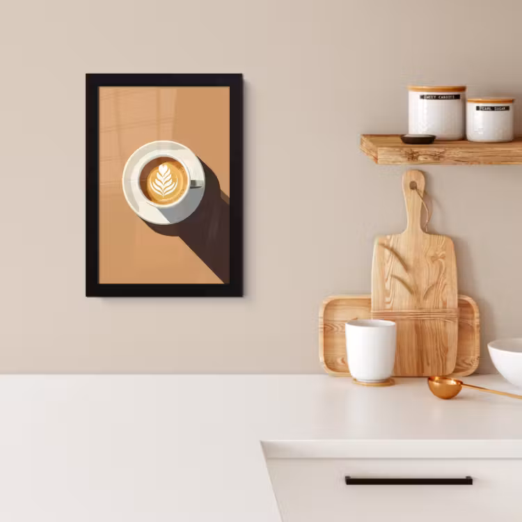 Bilder mit Rahmen - Cappuccino - Tasse - Untertasse - Minimalistisch — 2