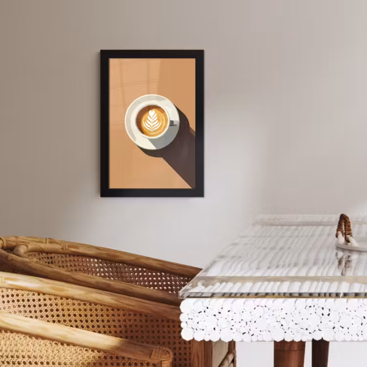 Bilder mit Rahmen - Cappuccino - Tasse - Untertasse - Minimalistisch — 3