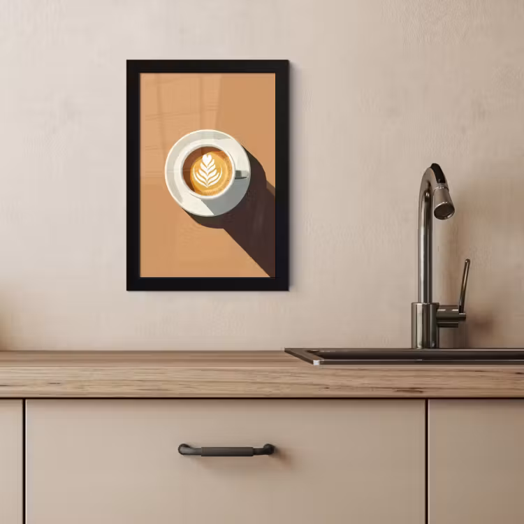 Bilder mit Rahmen - Cappuccino - Tasse - Untertasse - Minimalistisch — 4