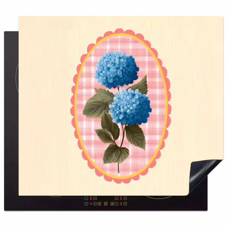 Herdabdeckplatte - Blumen - Blau - Liste - Blätter — 1
