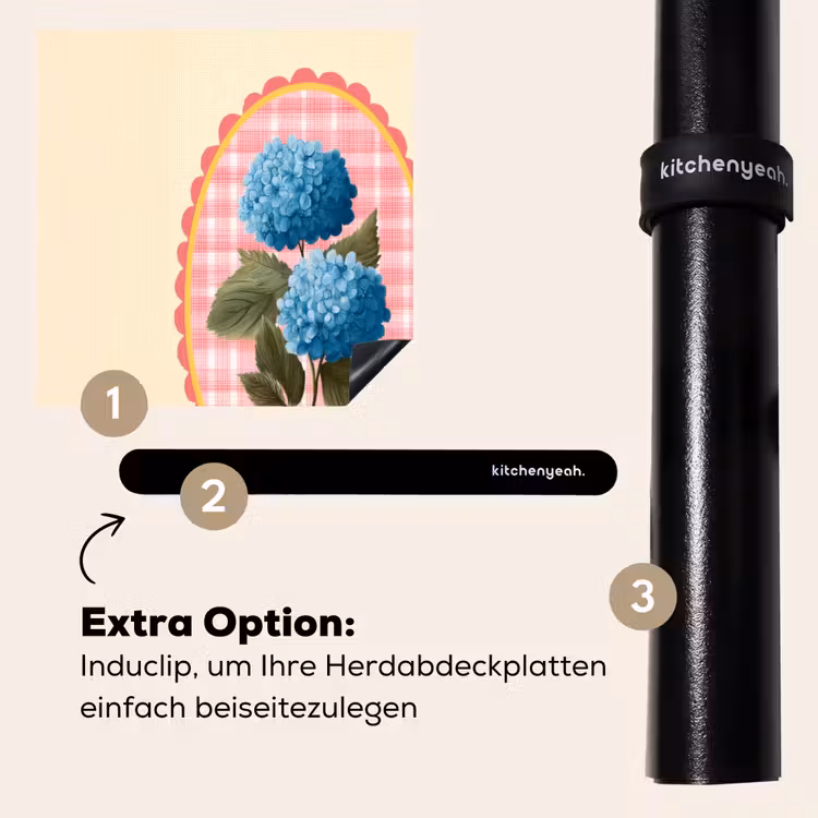 Herdabdeckplatte - Blumen - Blau - Liste - Blätter — 8