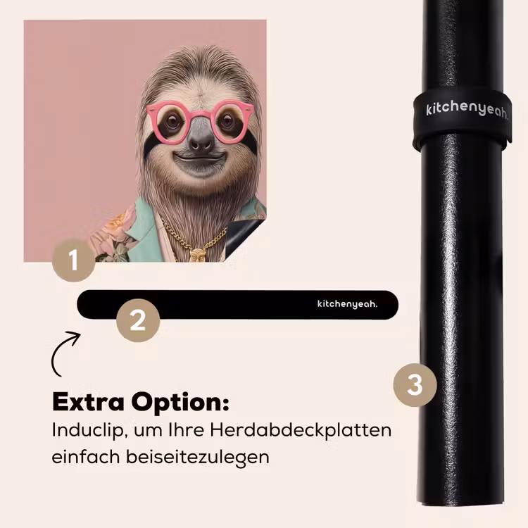 Herdabdeckplatte - Faultier - Blumendruck - Brille - Rosa — 8