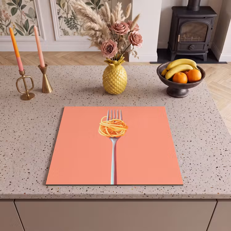Herdabdeckplatte - Gabel - Spaghetti - Künstlerisch - Rosa — 3
