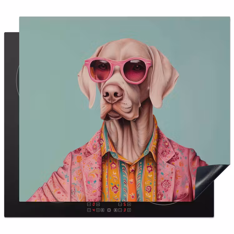 Herdabdeckplatte - Hund - Hemd - Blumen - Brille — 1