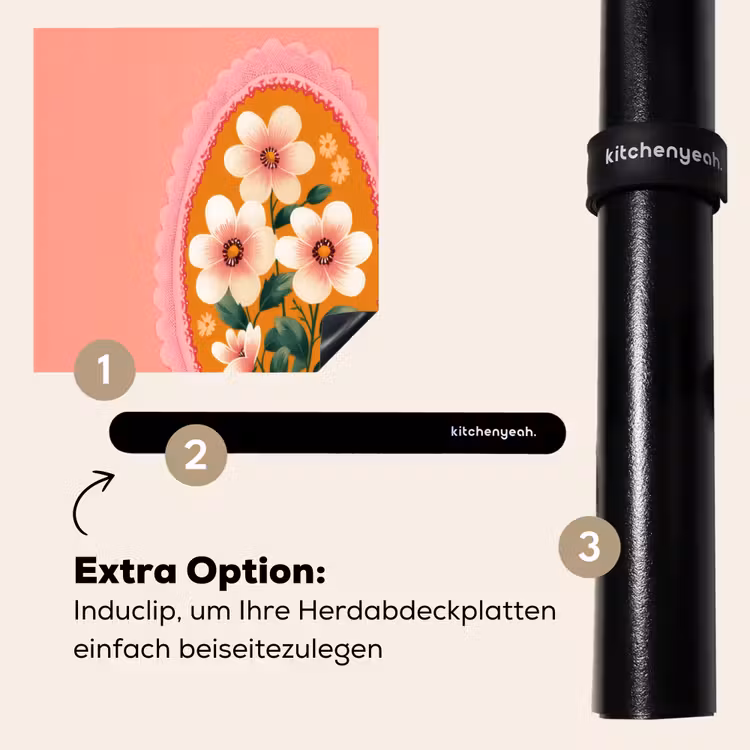Herdabdeckplatte - Illustration - Blumen - Bordüre - Rosa — 8