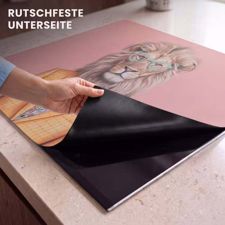 Herdabdeckplatte - Löwe - Anzug - Kariert - Brille — 6