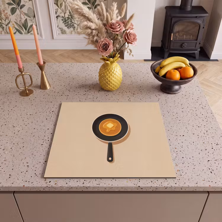 Herdabdeckplatte - Pfannkuchen - Bratpfanne - Butter - Minimalistisch — 3