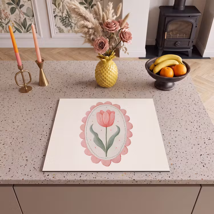 Herdabdeckplatte - Tulpe - Rahmen - Oval - Illustration — 3