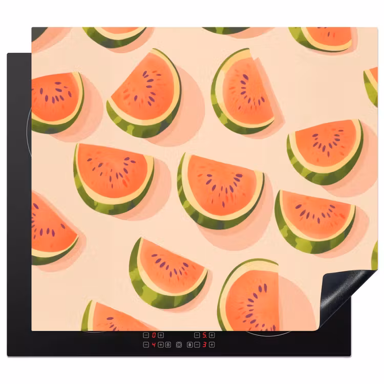 Herdabdeckplatte - Wassermelone - Scheiben - Kerne - Rot — 1