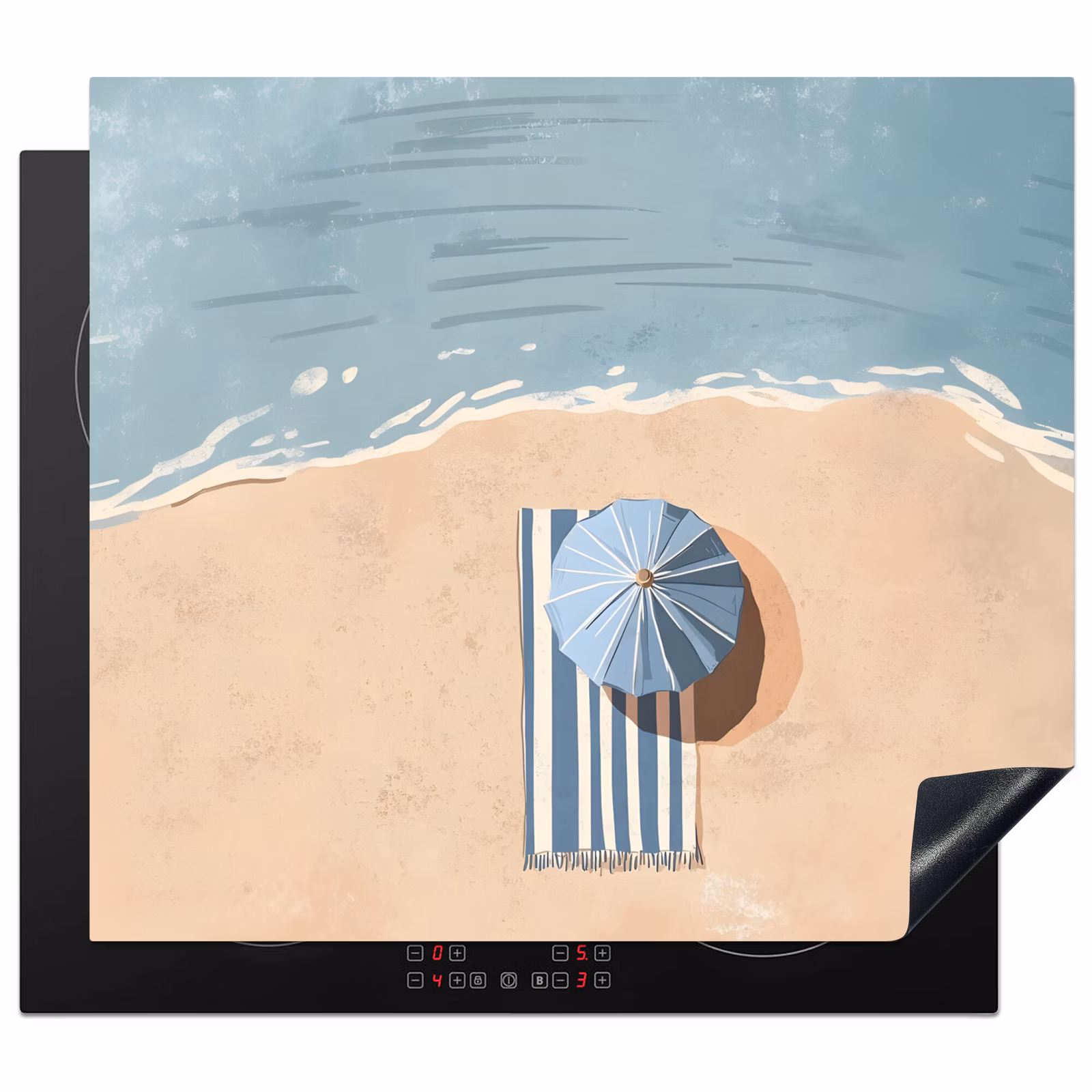 Herdabdeckplatte - Strandtuch - Streifen - Sonnenschirm - Strand — 1