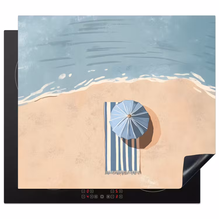 Herdabdeckplatte - Strandtuch - Streifen - Sonnenschirm - Strand — 1