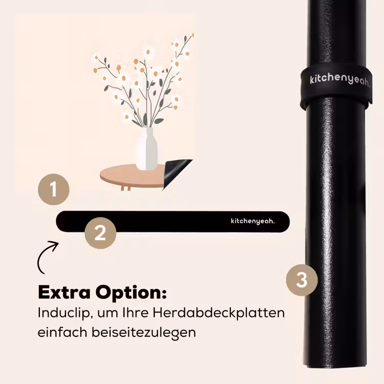 Herdabdeckplatte - Vase - Blumen - Gänseblümchen - Beige — 8
