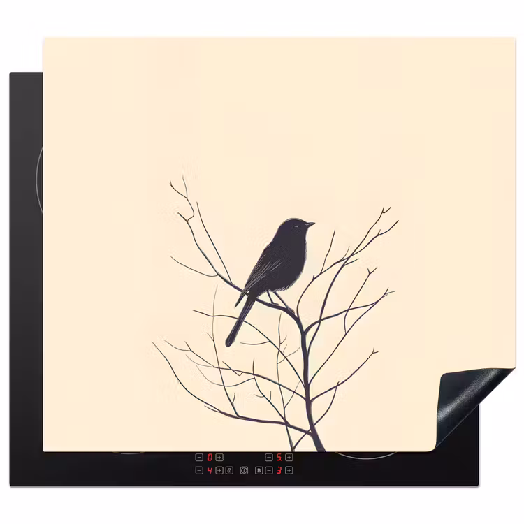 Herdabdeckplatte - Vogel - Schwarz - Zweig - Minimalistisch — 1