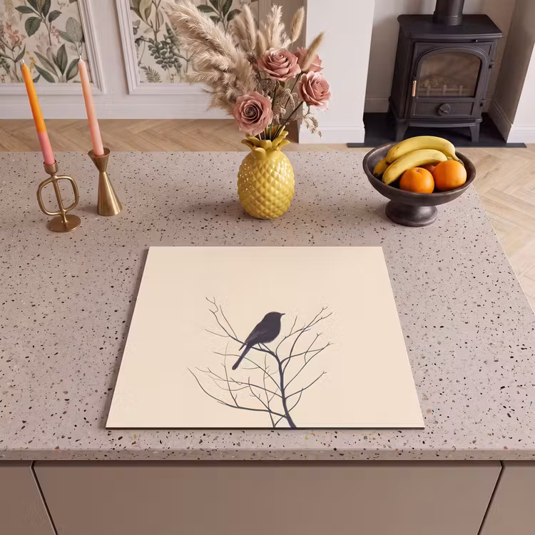 Herdabdeckplatte - Vogel - Schwarz - Zweig - Minimalistisch — 3