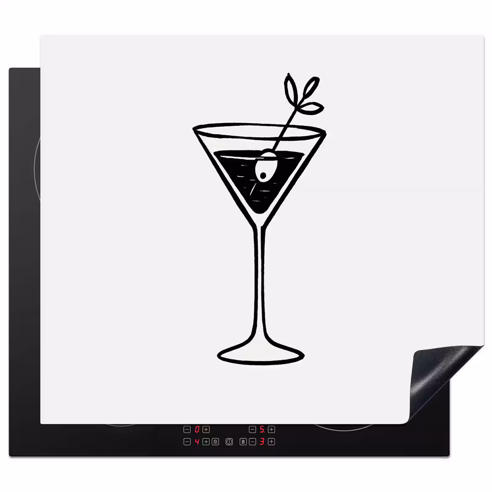 Herdabdeckplatte - Cocktail - Glas - Olive - Minimalistisch — 1