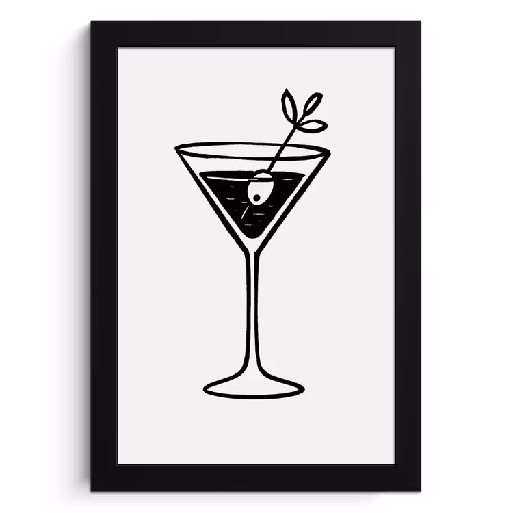 Bilder mit Rahmen - Cocktail - Glas - Olive - Minimalistisch — 1