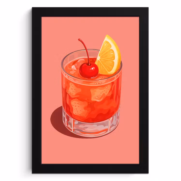 Bilder mit Rahmen - Glas - Eiswürfel - Zitrone - Kirsche — 1