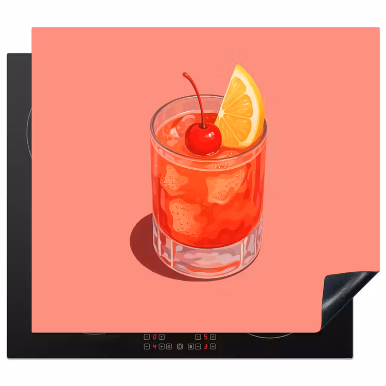 Herdabdeckplatte - Glas - Eiswürfel - Zitrone - Kirsche — 1