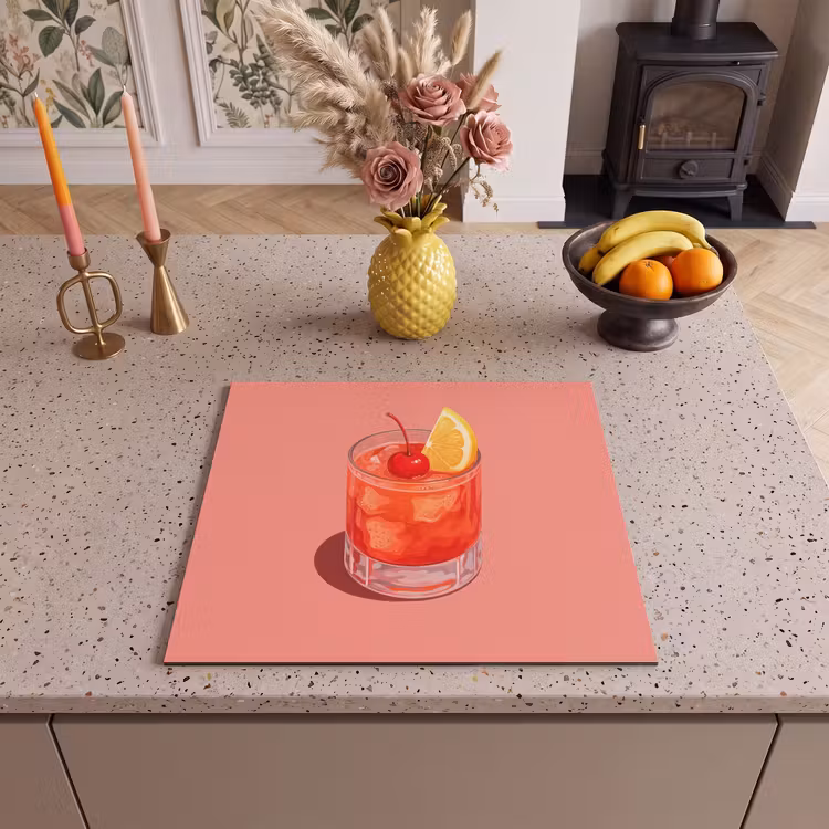Herdabdeckplatte - Glas - Eiswürfel - Zitrone - Kirsche — 3