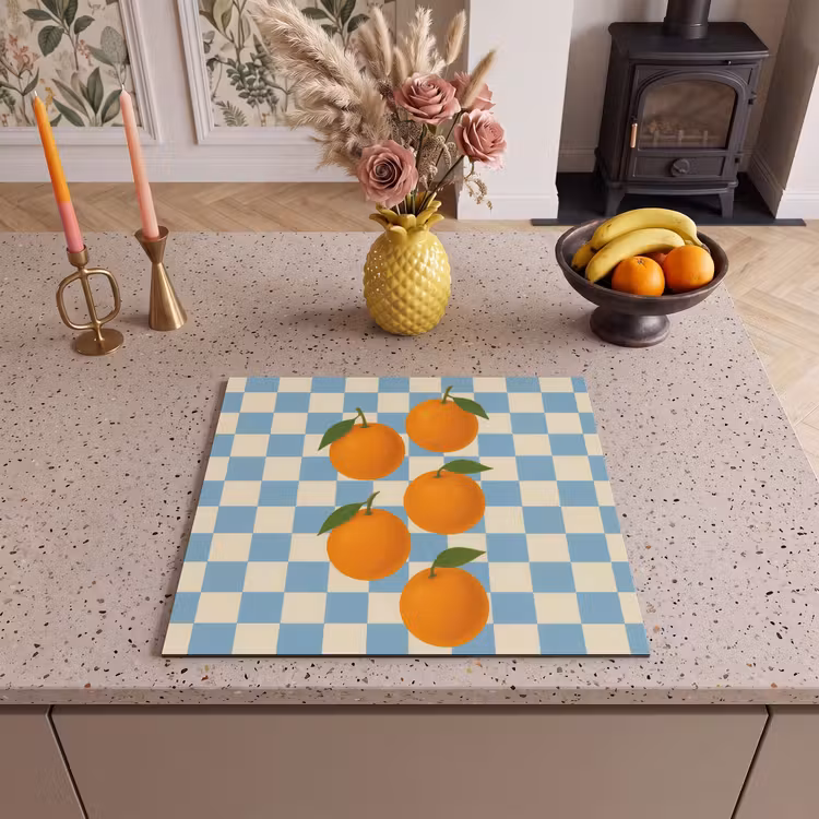 Herdabdeckplatte - Orangen - Blätter - Blockiert - Blau — 3