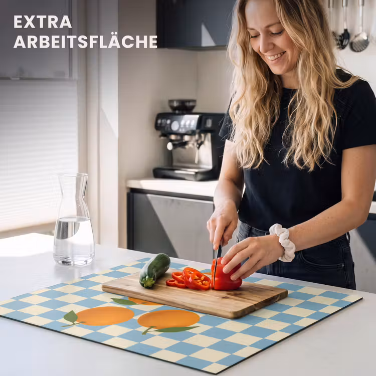 Herdabdeckplatte - Orangen - Blätter - Blockiert - Blau — 5