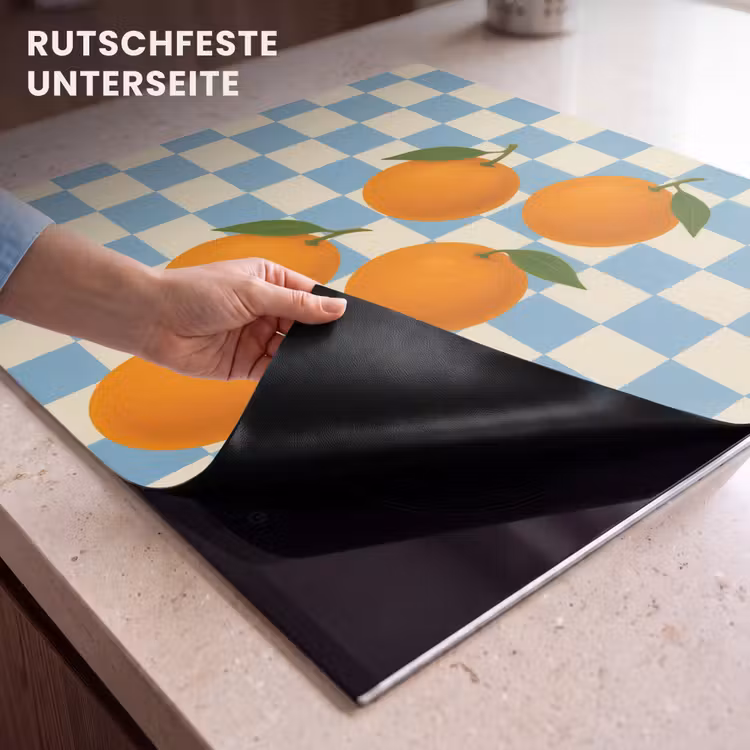 Herdabdeckplatte - Orangen - Blätter - Blockiert - Blau — 6