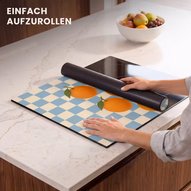 Herdabdeckplatte - Orangen - Blätter - Blockiert - Blau — 7
