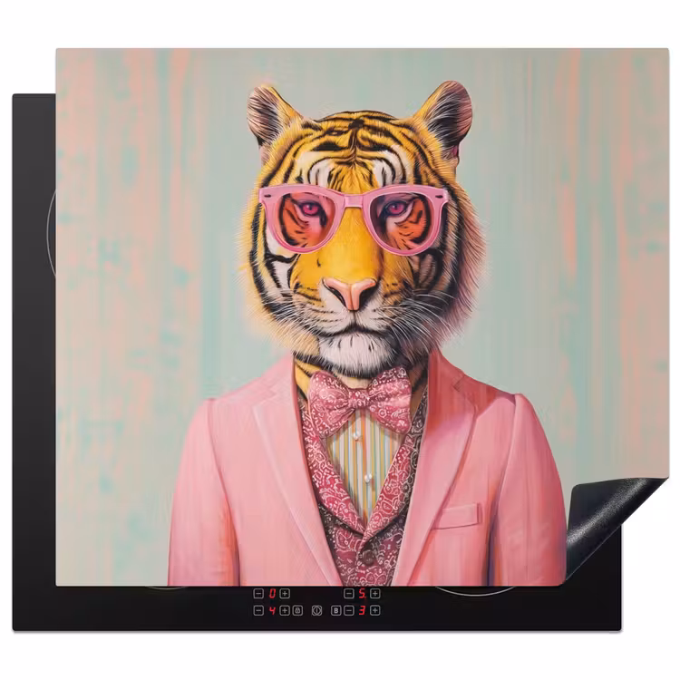 Herdabdeckplatte - Tiger - Fliege - Jacke - Rosa — 1