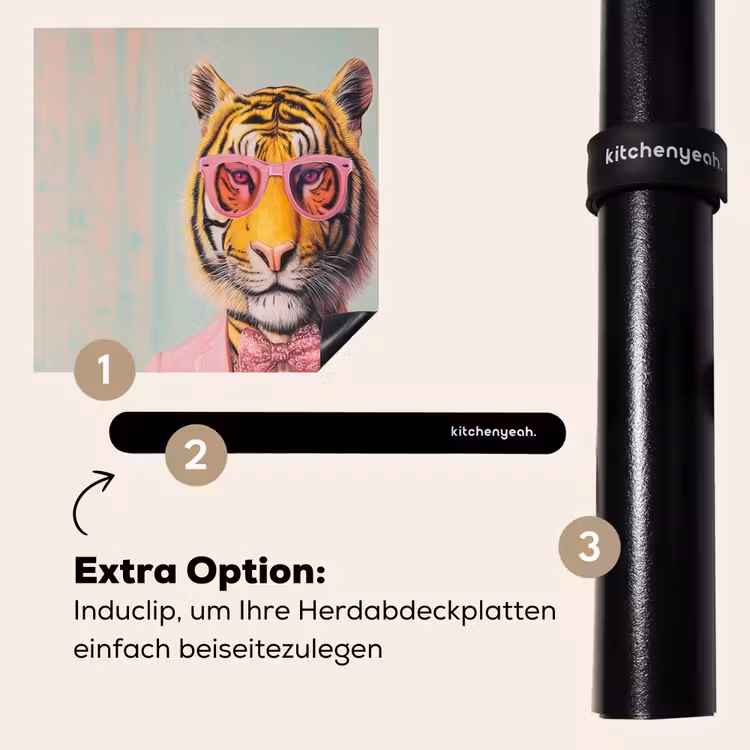 Herdabdeckplatte - Tiger - Fliege - Jacke - Rosa — 8