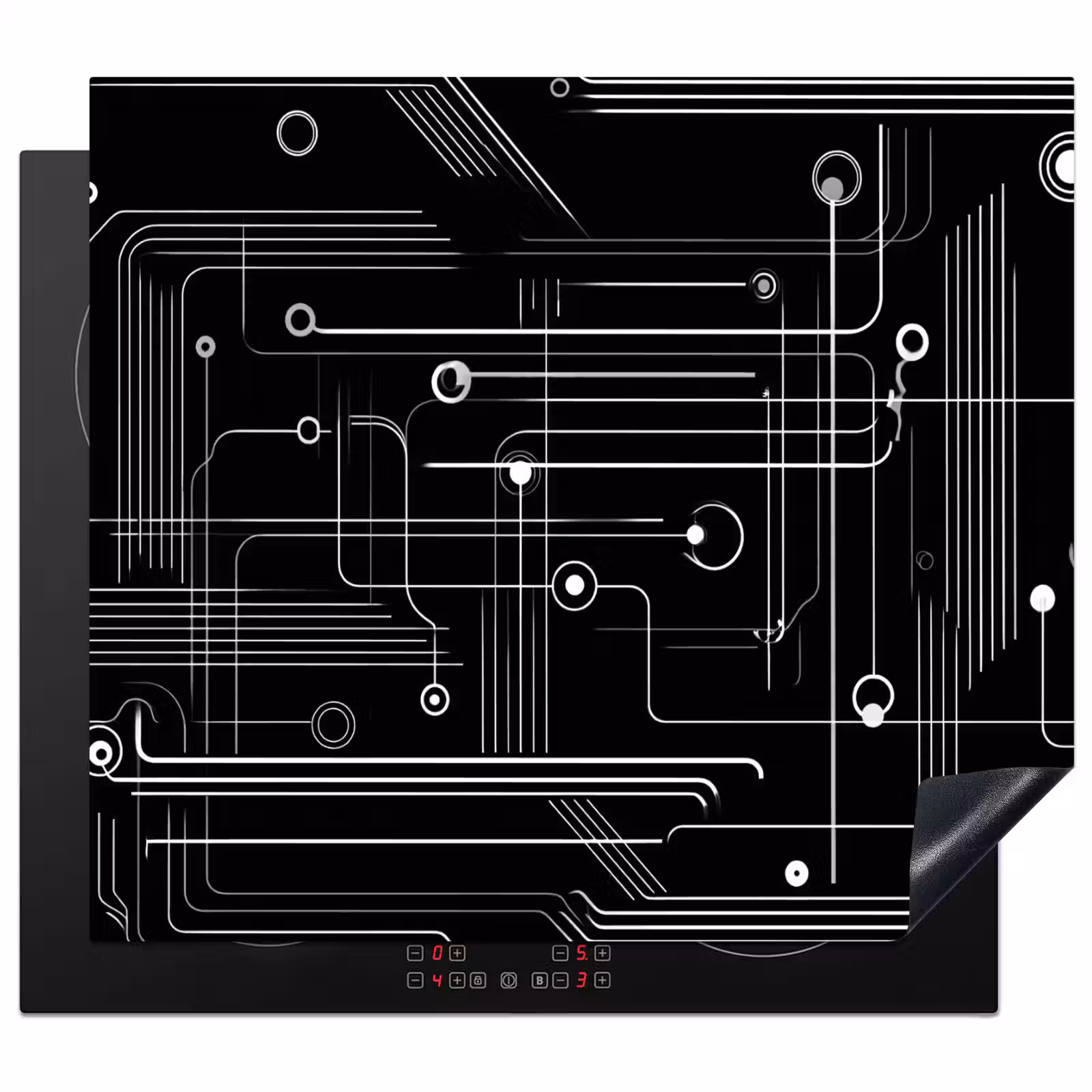Herdabdeckplatte - Spiele - Abstrakt - Linien - Kreise - Schwarz — 1