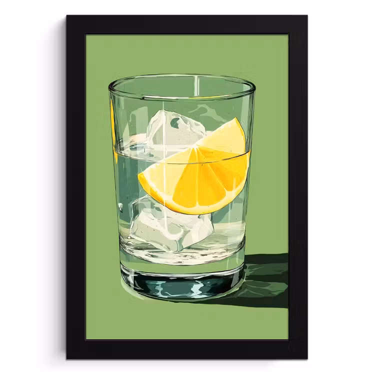 Bilder mit Rahmen - Glas - Zitrone - Eiswürfel - Grün — 1