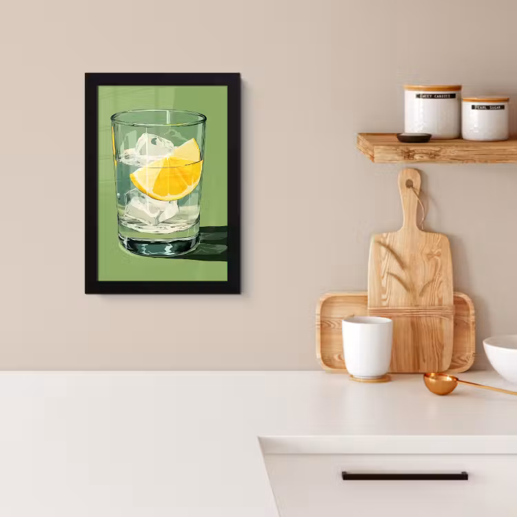 Bilder mit Rahmen - Glas - Zitrone - Eiswürfel - Grün — 2