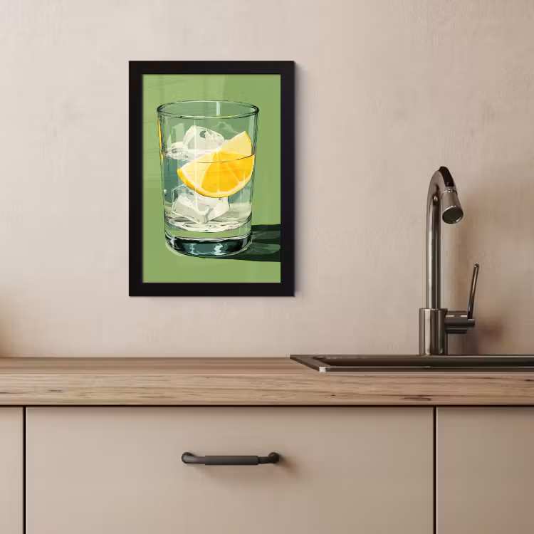 Bilder mit Rahmen - Glas - Zitrone - Eiswürfel - Grün — 3