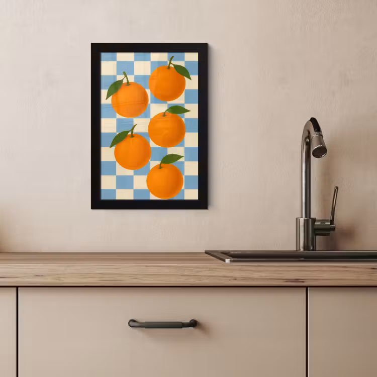 Bilder mit Rahmen - Orangen - Blätter - Blockiert - Blau — 3