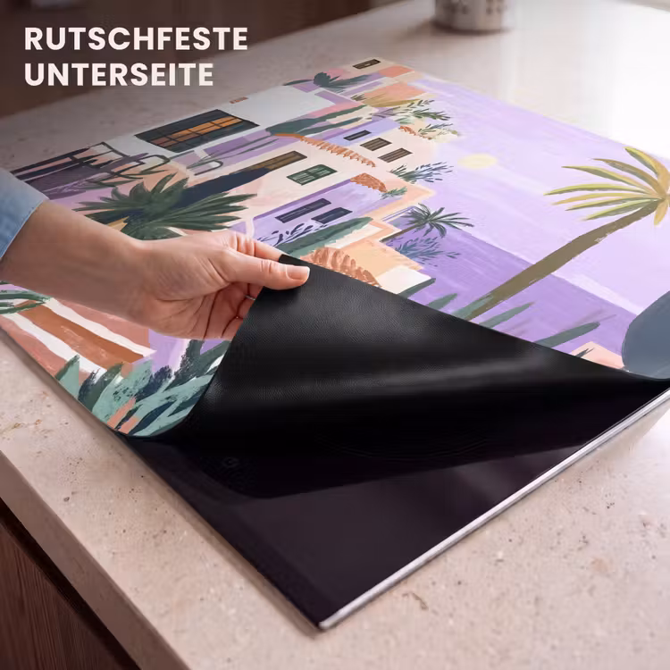 Herdabdeckplatte - Häuser - Minimalistisch - Palmen - Küstenlandschaft — 6