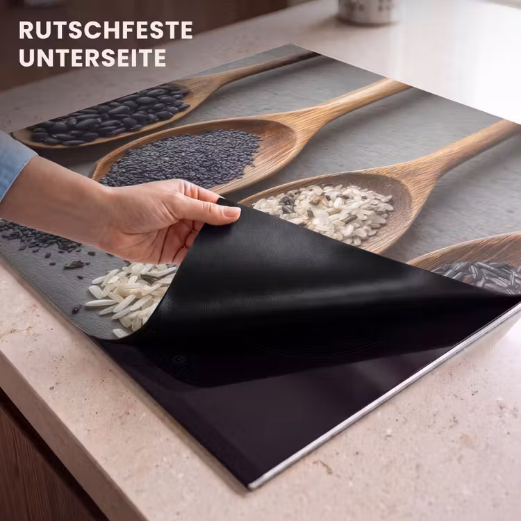 Herdabdeckplatte - Holz - Löffel - Reis - Saatgut — 6