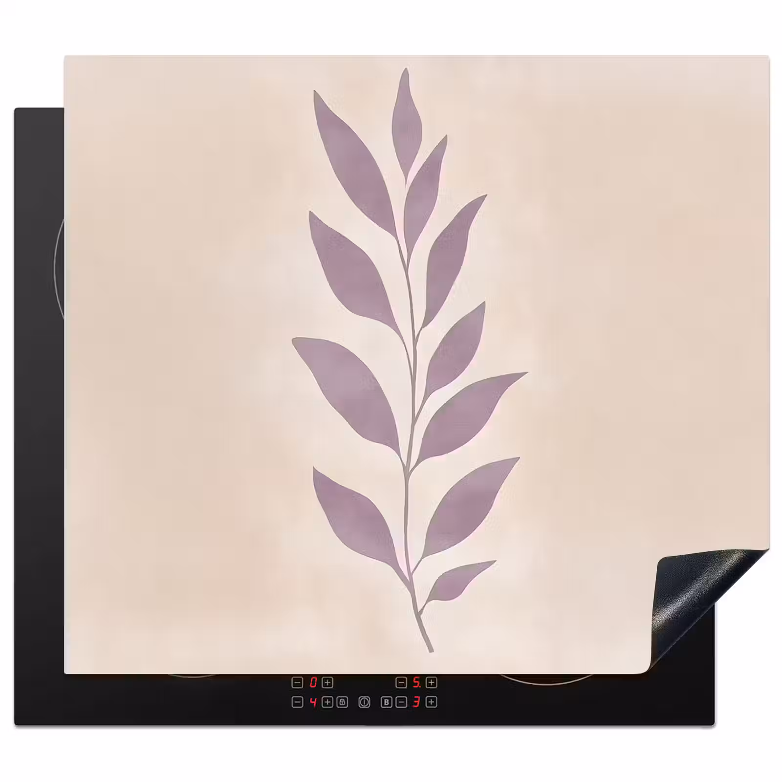 Herdabdeckplatte - Zweig - Blätter - Minimalistisch - Beige — 1