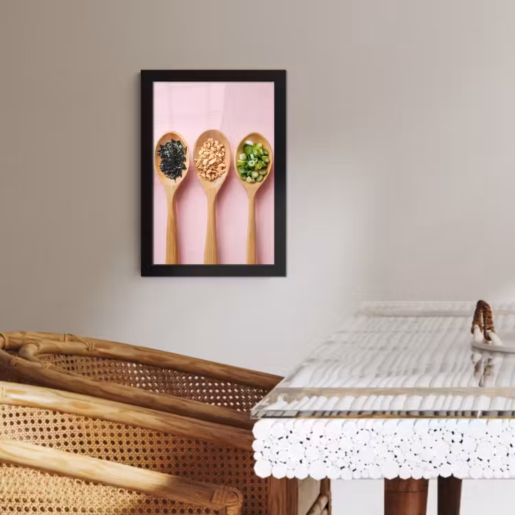 Bilder mit Rahme - Zutaten - Löffel - Holz - Rosa — 3