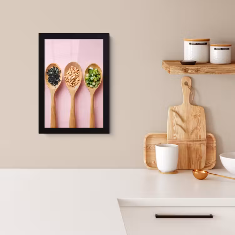Bilder mit Rahme - Zutaten - Löffel - Holz - Rosa — 4
