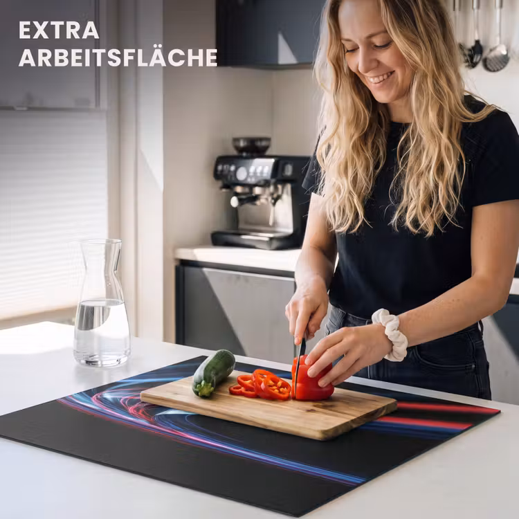 Herdabdeckplatte - Gaming - Leichte Spuren - Wellenförmig - Rot — 5