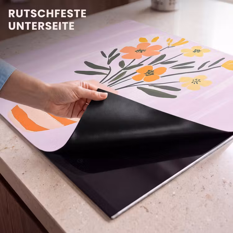 Herdabdeckplatte - Vase - Gestreift - Blumen - Orange — 6