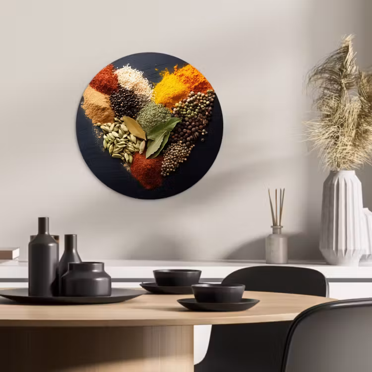 KitchenYeah - Küche - Forex Wandkreis - Gewürze - Mischung - Herzform - Schwarz — 1
