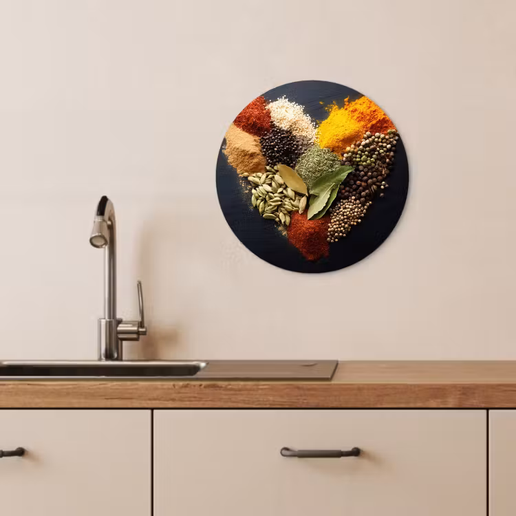 KitchenYeah - Küche - Forex Wandkreis - Gewürze - Mischung - Herzform - Schwarz — 2