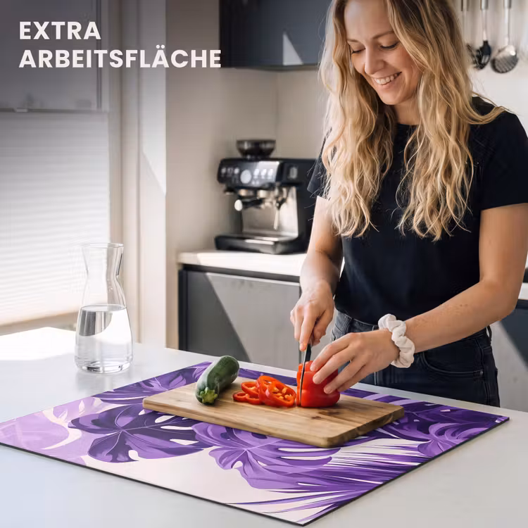 Herdabdeckplatte - Blätter - Lila - Tropisch - Abstrakt — 5