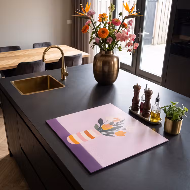 Herdabdeckplatte - Tulpen - Vase - Streifen - Lila — 2