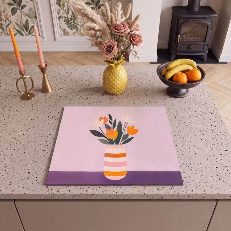 Herdabdeckplatte - Tulpen - Vase - Streifen - Lila — 3