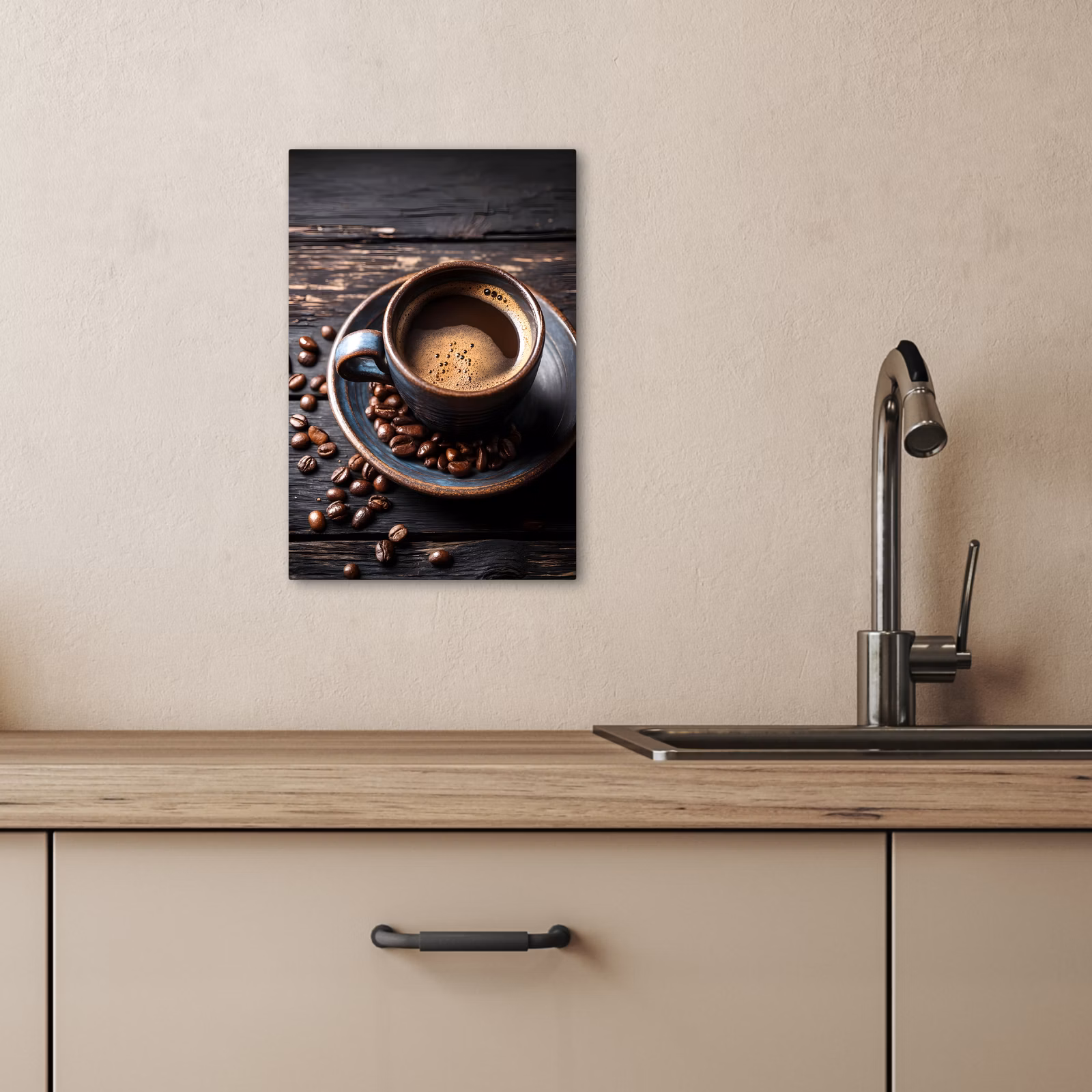 KitchenYeah - Küche - Leinwand - Tasse - Kaffee - Holz - Bohnen — 1