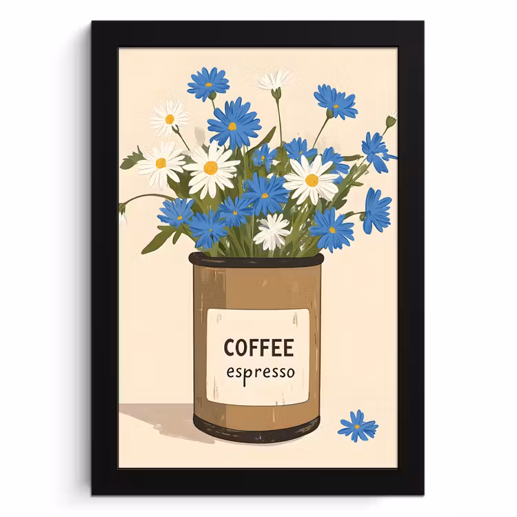 Bilder mit Rahme - Kaffee - Dose - Minimalistisch - Blumen — 1