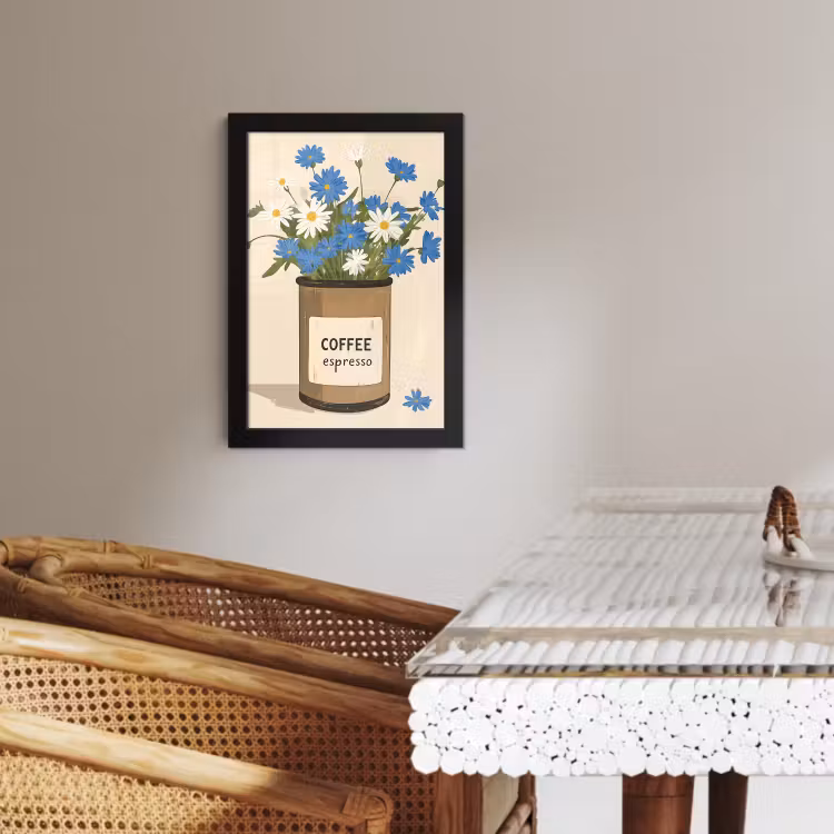 Bilder mit Rahme - Kaffee - Dose - Minimalistisch - Blumen — 4